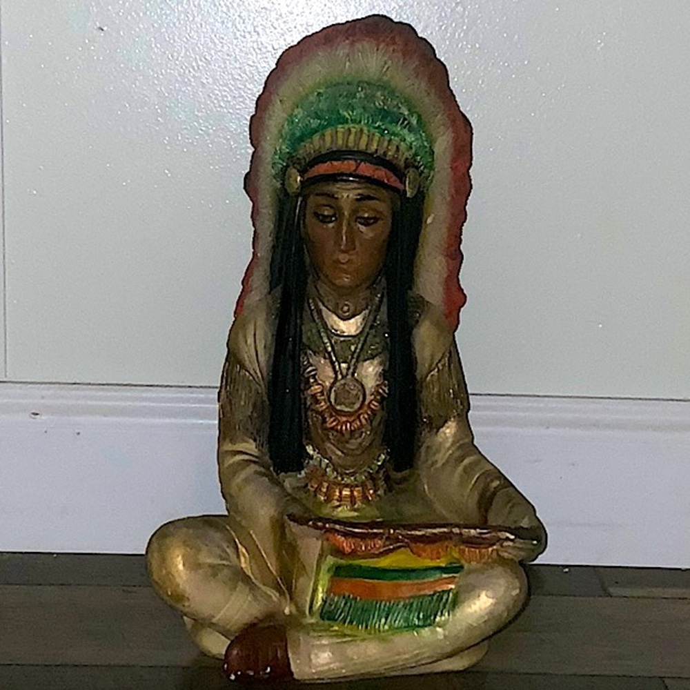 Native American chief resin sculpture